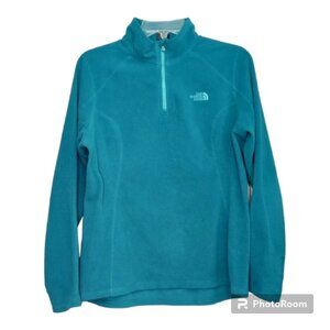 The North Face Sweater Women's M Teal 1/4 Quarter Zip Thin Pullover Micro Fleece